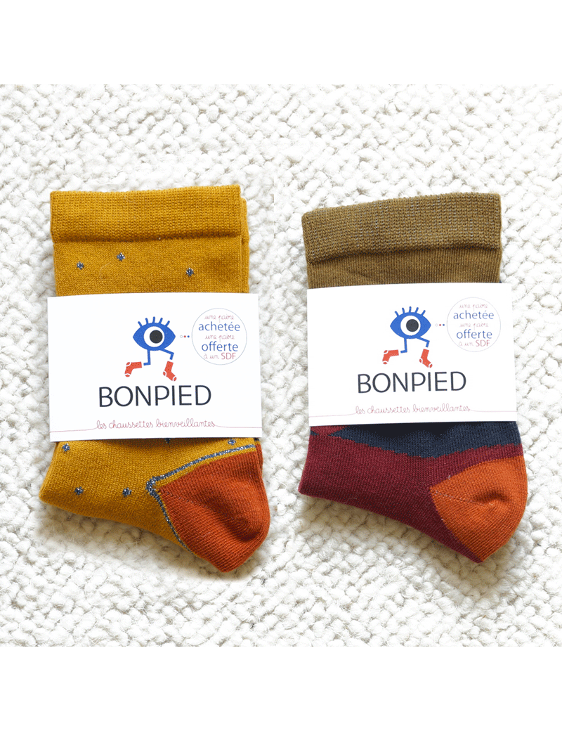 Chaussettes Solidaires Bonpied pour femme modèle Pack de 2 paires de chaussettes: Sandrine & Juliette Chaussettes Solidaires Bonpied pour femme modèle Pack de 2 paires de chaussettes: Sandrine & Juliette