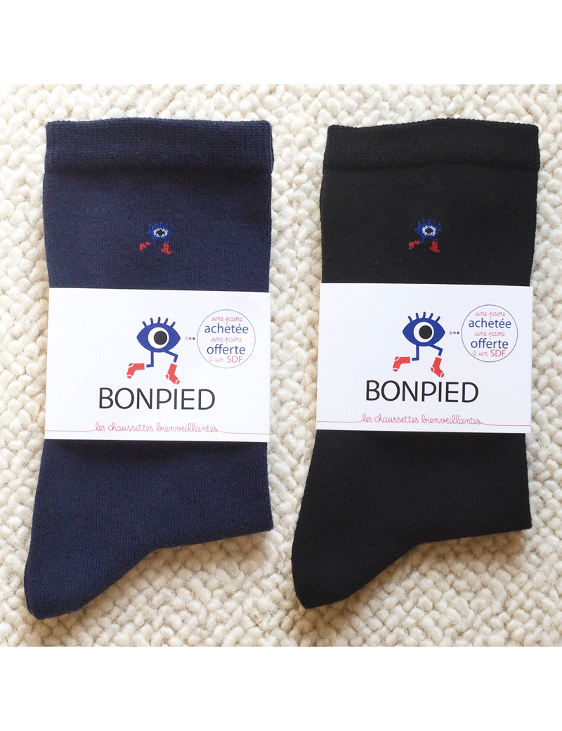 Pack de Chaussettes Solidaires Bonpied pour homme et femme modèle Pack de 2 paires de chaussettes Sacha en fil recyclé (1 noi... Pack de Chaussettes Solidaires Bonpied pour homme et femme modèle Pack de 2 paires de chaussettes Sacha en fil recyclé (1 noi...