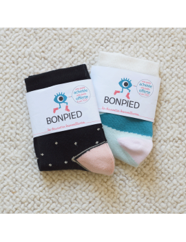 Chaussettes Solidaires Bonpied pour femme modèle Pack de 2 paires de chaussettes: Colette & Claudine