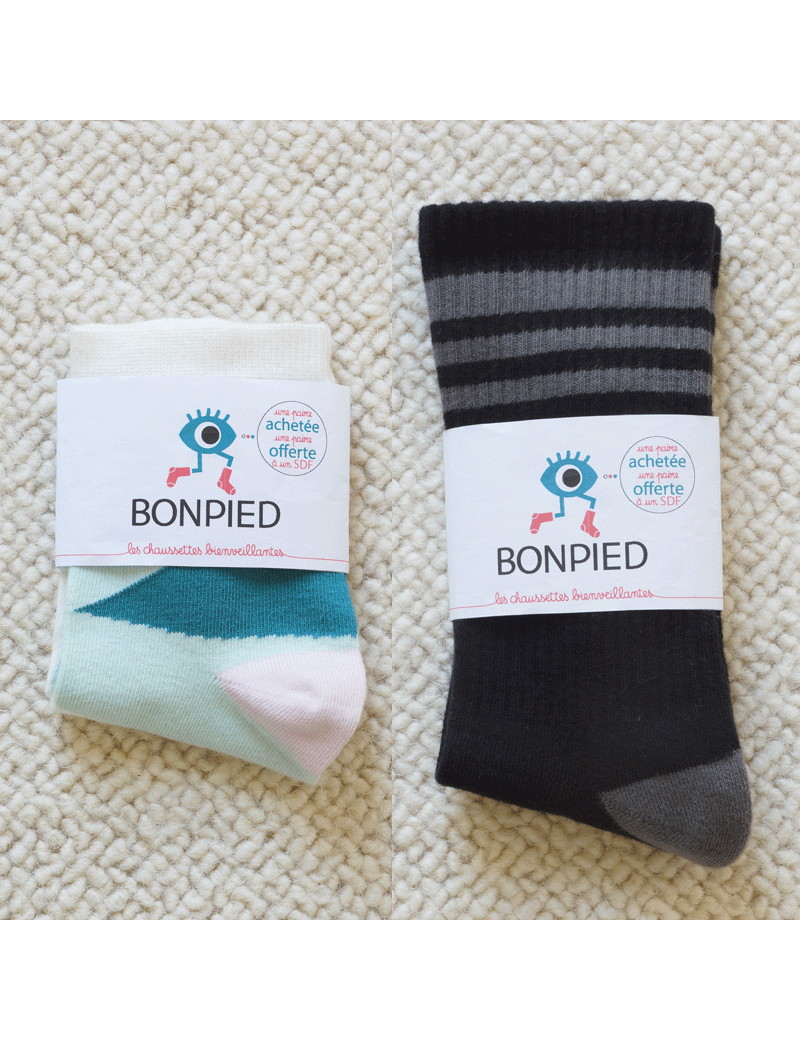 Chaussettes Solidaires Bonpied pour femme modèle Pack de 2 paires de chaussettes: Colette & Aurore Chaussettes Solidaires Bonpied pour femme modèle Pack de 2 paires de chaussettes: Colette & Aurore