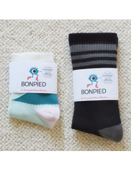 Chaussettes Solidaires Bonpied pour femme modèle Pack de 2 paires de chaussettes: Colette & Aurore