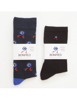 Chaussettes Solidaires Bonpied pour homme modèle Pack de 2 paires de chaussettes: Le grand Edgar & Sacha Noir