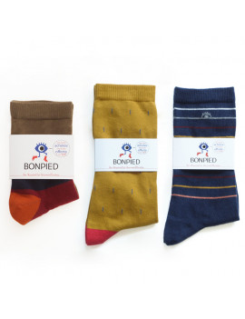 Chaussettes Solidaires Bonpied Pack de 3 paires de chaussettes: Roméo, Lester et Nino