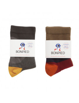 Chaussettes Solidaires Bonpied pour homme modèle Pack de 2 paires de chaussettes: Philémon et Roméo
