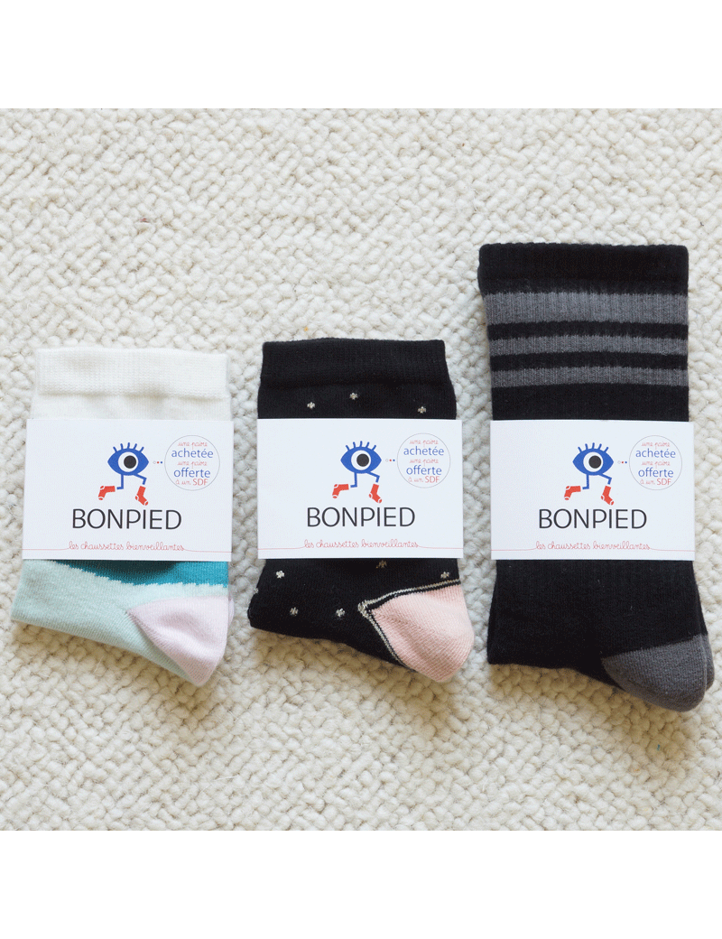 Chaussettes Solidaires Bonpied pour femme modèle Pack de 3 paires de chaussettes: Colette, Claudine et Aurore Chaussettes Solidaires Bonpied pour femme modèle Pack de 3 paires de chaussettes: Colette, Claudine et Aurore