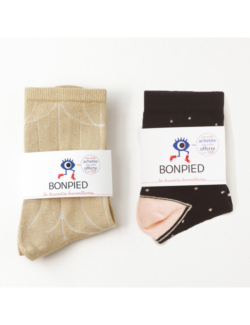 Chaussettes Solidaires Bonpied pour femme modèle Pack de 2 paires de chaussettes: Karidja et Claudine