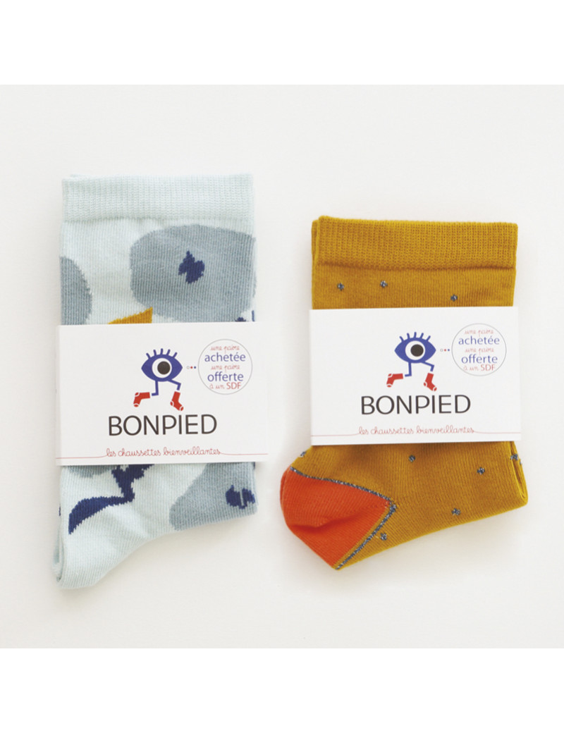 Chaussettes Solidaires Bonpied pour femme modèle Pack de 2 paires de chaussettes: Alma & Sandrine Chaussettes Solidaires Bonpied pour femme modèle Pack de 2 paires de chaussettes: Alma & Sandrine