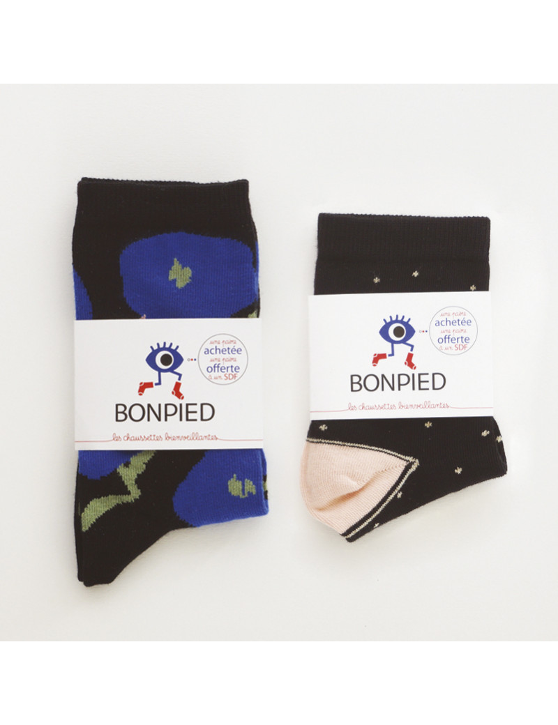 Chaussettes Solidaires Bonpied pour femme modèle Pack de 2 paires de chaussettes: Alix & Claudine