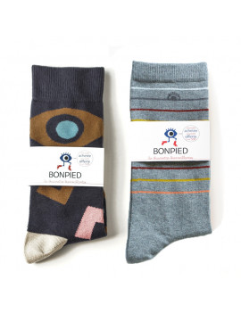 Chaussettes Solidaires Bonpied pour homme modèle Pack de 2 paires de chaussettes: Barack et Otto